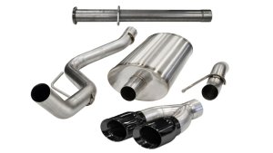 Ford F-150 Raptor Performance Exhaust - CORSA Performance - Cat-Back Xtreme + Res Delete Single Side Exit with Twin 4.0in Black PVD Pro-Series Tips - Black - `11-`14
